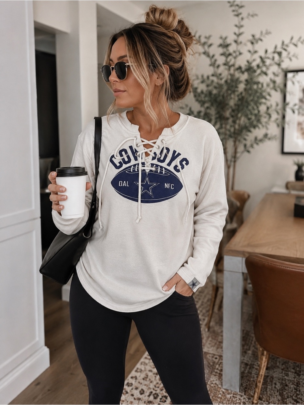 ✭ NFL Dallas Cowboys Lace-Up Pullover football sports gear Texas white cozy